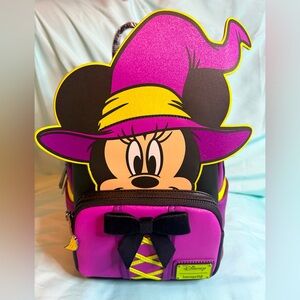 Loungefly x Disney Minnie Mouse Shimmer Purple Halloween Witch Backpack